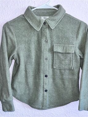 BKE Kids Olive Green Fleece Button-Down Shirt